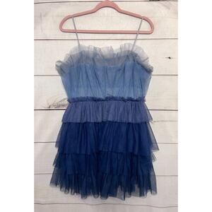 Storia Blue Ruffle Dress Size Medium Short‎